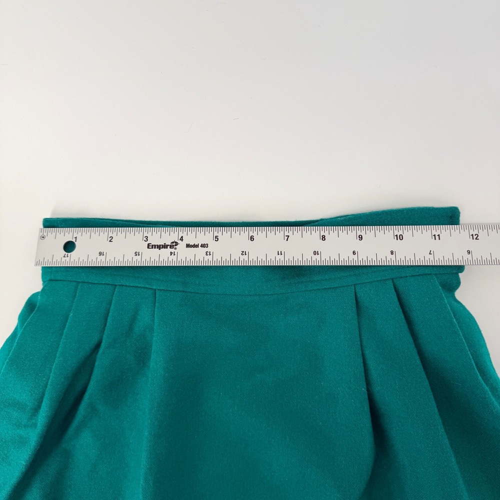 Pendleton Vintage Petite Wool Pencil Skirt High Waist Pleated Teal Green Size 2 - Picture 8 of 10